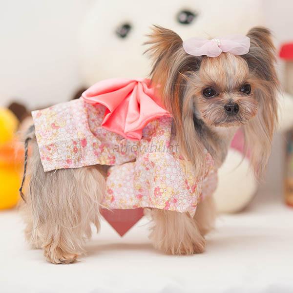 Pet Dog Clothes Puppy Floral Japanese Kimono Clothing Costume Princess